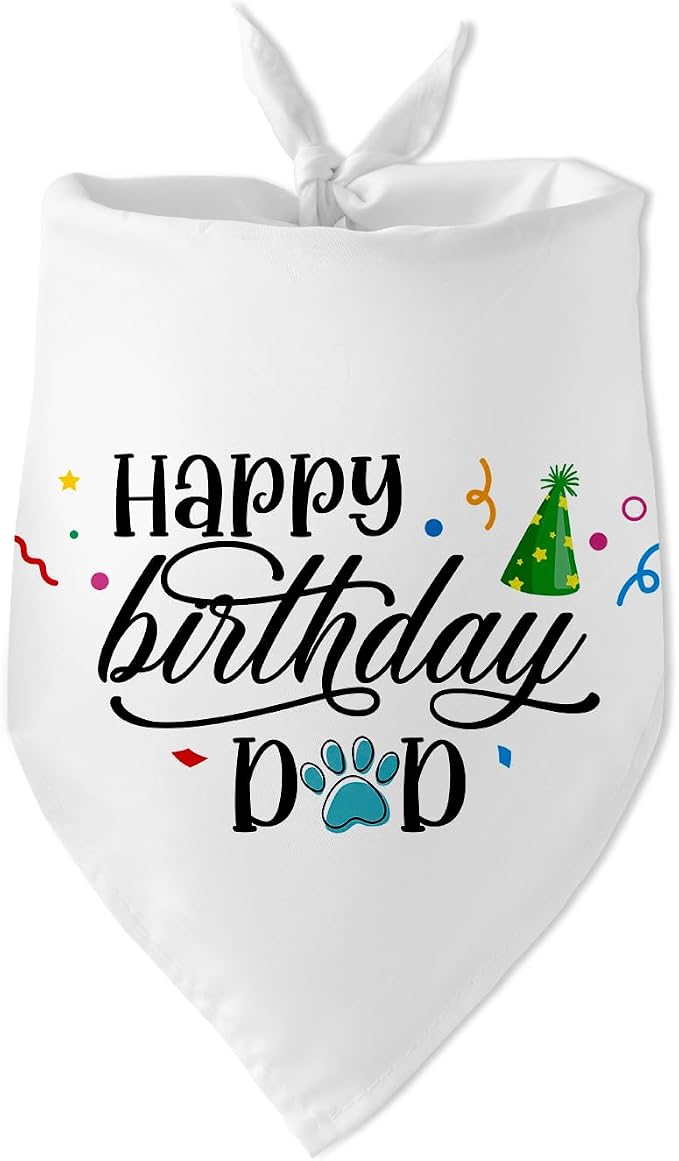 Happy Birthday Dad Black Dog Bandana Pet Scarf Accessories Funny Cute Puppy by Wlesinzt