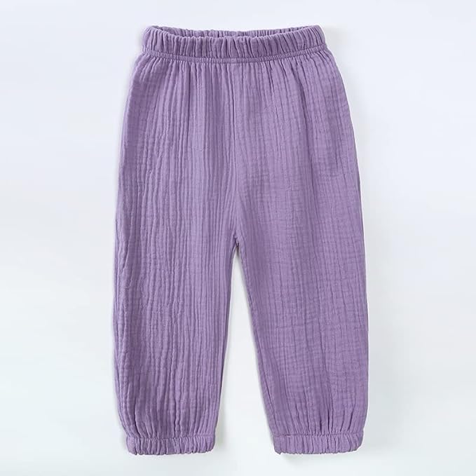 MYGBCPJS Baby Boys Girls Cotton Linen Trousers Kids Casual Ankle Pants Loose Long Bloomers