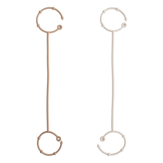 mushie Adjustable Silicone Toy Straps 2-Pack | Baby Accessories Holder for Travel, Stroller, High Chair (Natural/Shifting Sand)