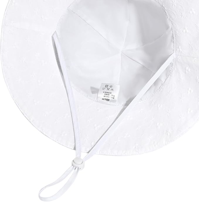 Baby Girl Sun Hat with UPF 50+ Outdoor Adjustable Beach Hat with Wide Brim Bucket Hats
