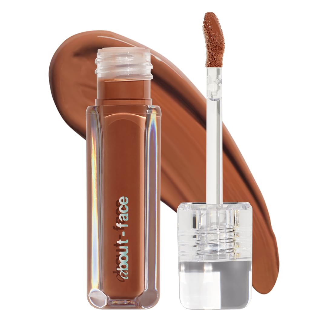 about-face Light Lock Lip Gloss Bitter Half – Non-Sticky, High-Shine Lip Oil Gloss with Coconut Oil, Peppermint & Lavender – Vegan, Cruelty-Free, Clean Beauty – 0.21 oz (Rich Espresso)