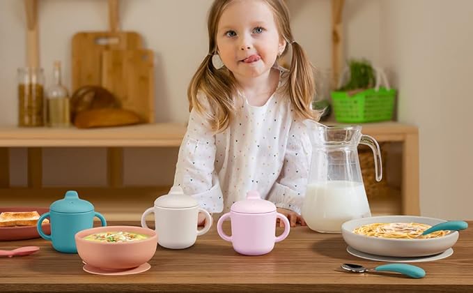 6 Months+ Sippy Cups with Handles,Small Silicone Sippy Cups Leak Proof 5oz,No Spill Sippy cups for Toddlers (Green)