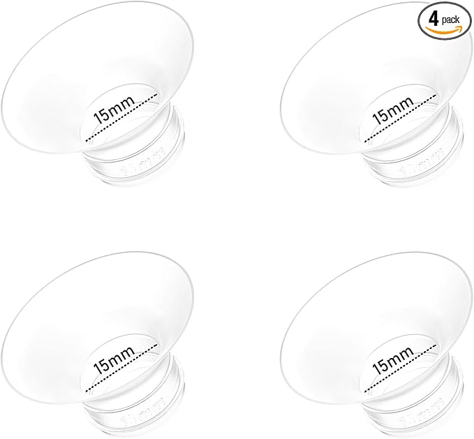 4pcs Flange Inserts 15mm Compatible with Momcozy M9/M6/M5/V1 Pro/V2 Pro/S12 Pro/S9 Pro Wearable Breast Pump, for Momcozy Breast Pump Replacement Parts, Reduce 24mm Nipple Tunnel Down to 15mm