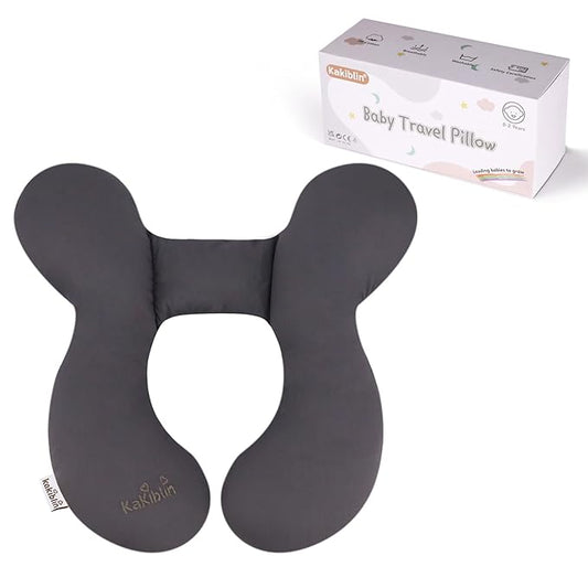 KAKIBLIN Baby Travel Pillow, Upgraded Baby Neck Pillow for Car Seat, Head Support Pillow for Car Seat Pushchair, Grey