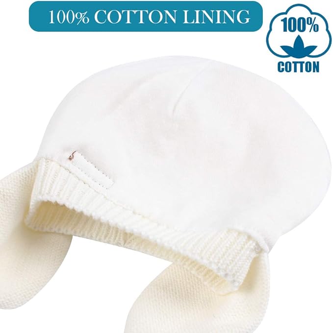 BAVST Baby Beanie Hat for Winter with Earfalp Cute Bear Kids Toddler Girls Boys Warm Knit Cap 0-2Years