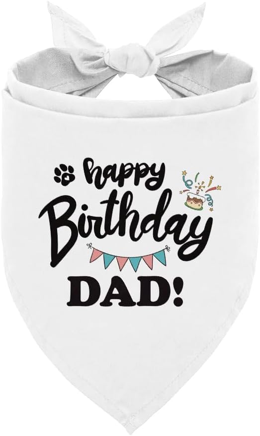 Happy Birthday Dad Dog Bandana, Dad's Gift Dog Bandana, Pet Scarf Accessories by Unknown