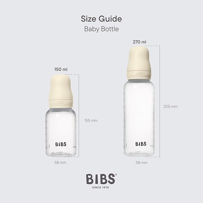 BIBS Baby Bottle 9 oz / 270 ml Silicone Nipple - Anti-Colic, BPA-Free, Round Nipple, Medium Flow, Lightweight & Easy to Clean, Suitable for Newborns 0+ Years - Blush