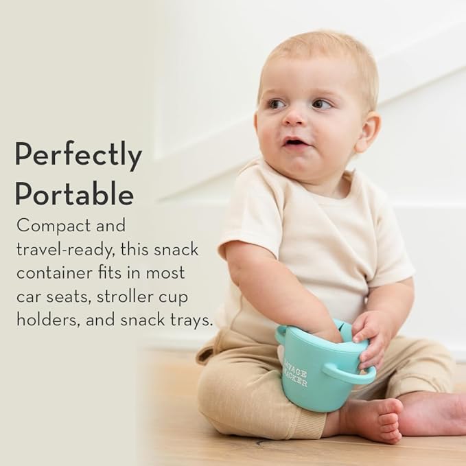 Bella Tunno Happy Snacker – Spill Proof Snack Cups for Toddlers and Babies, Snack Containers Made from Silicone BPA Free, Soft Opening & Removable Lid (Sir Snacks A lot)