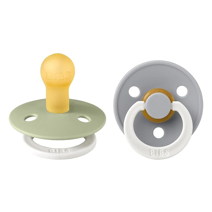 BIBS Pacifiers Colour Collection | Natural Rubber Baby Pacifier | Set of 2 BPA-Free Soothers | Made in Denmark | 0+ Months (Pack of 2) | Cloud Night
