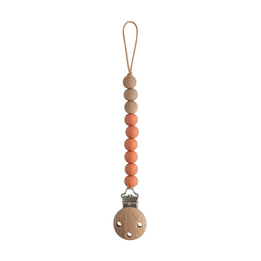 mushie 100% Silicone Baby Pacifier Clip BPA Free | Eva (Clementine)