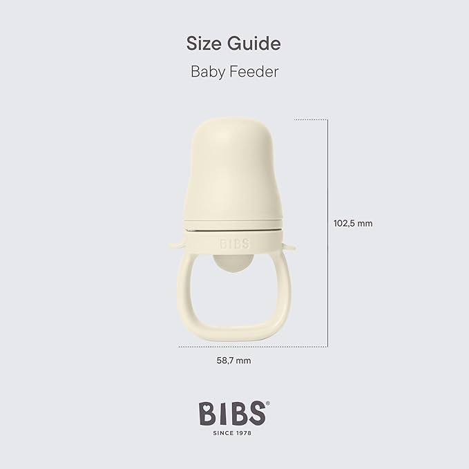 BIBS Baby Feeder with 2 Silicone Nipples, Compatible with Freezer Tray, Easy-Grip, BPA-Free - Ideal for Teething & Self-Feeding, 4+ Months - Fossil Grey