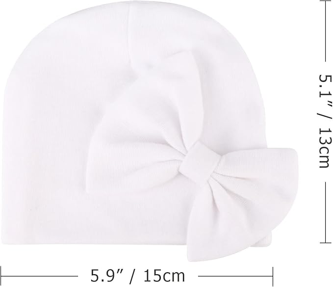 BQUBO Newborn Baby Girls Hats Mittens Set Hospital Hat Beanie Infant Bow Hats Baby Cotton Gloves for 0-6 Months