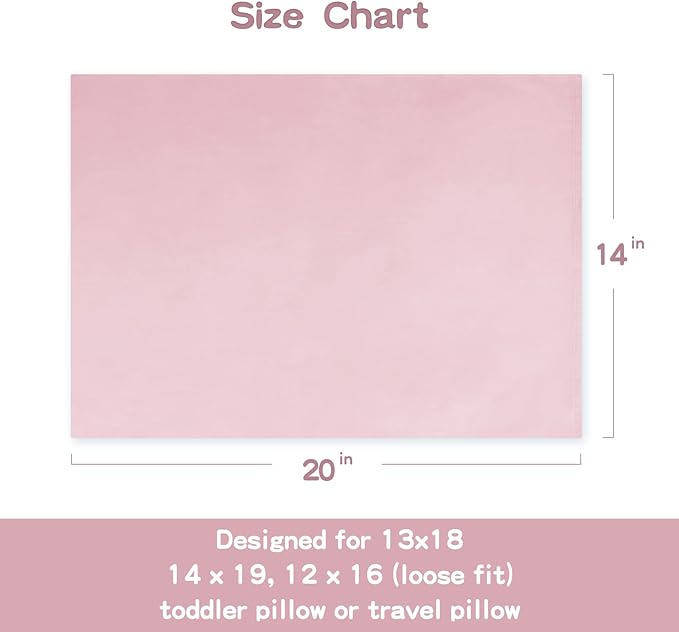 Soft Organic Cotton Toddler Pillowcases 14 X 20 Inches, Fit 13 X 18, 14 X 19 Pillows, Smooth Pearl Cotton Baby Pillowcases with Envelope Closure, Pink and Ivory, Set of 2