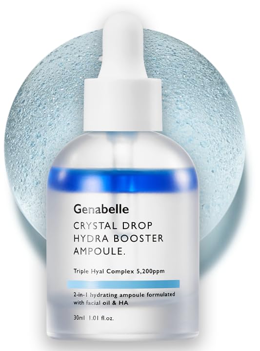 Crystal Drop Hydra Booster Ampoule – Hydrating Serum with Hyaluronic Acid, Panthenol & Jojoba Oil for Skin Barrier and Glow – 1.01 fl.oz