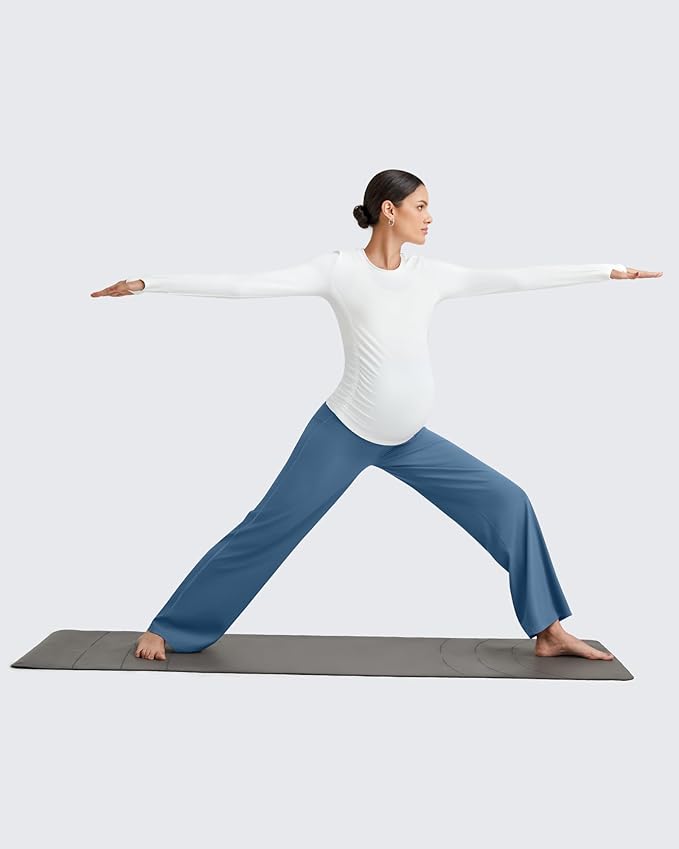 G4Free BareFeel Maternity Dress Yoga Pants Over The Belly Stretchy Work Slack Pregnancy Wide Leg Lounge Trousers