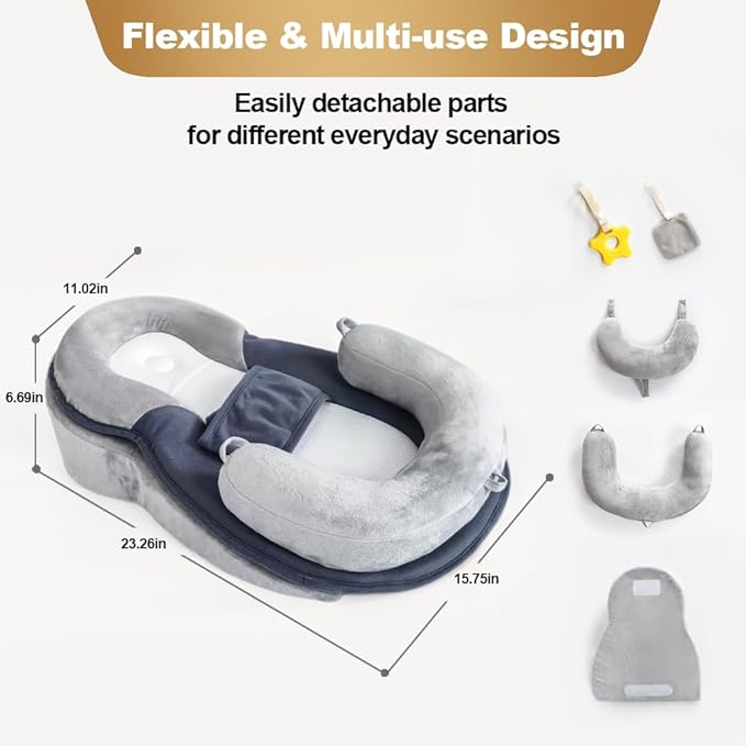 Baby Feeding Pillow, Anti Overflow Breastfeeding Pillow, Tummy Time Mat & Baby Floor Seat, Detachable Design