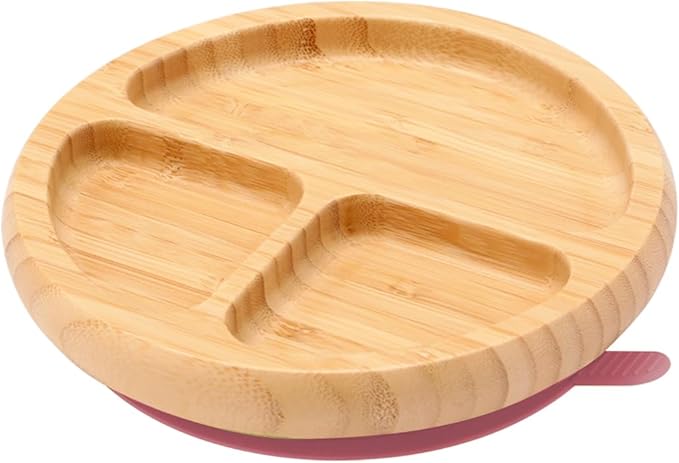 Bamboo Suction Plates for Babies and Bamboo Plates For Kids Baby Feeding and Weaning (Pink)