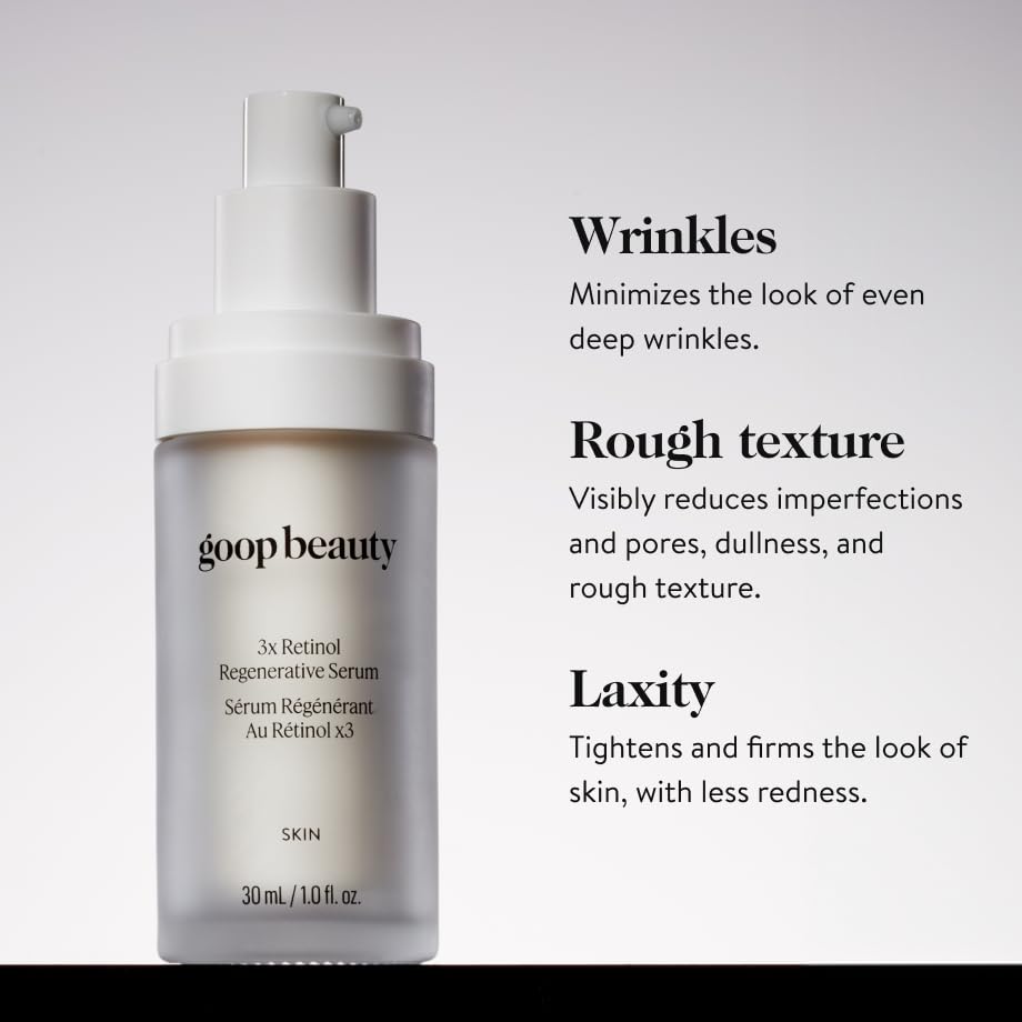 goop Beauty 3x Retinol Regenerative Serum | Face Serum to Reduce the Look of Deep Wrinkles, Pores, & Texture | Retinoids, Ceramides, & Niacinamide | 1 fl oz