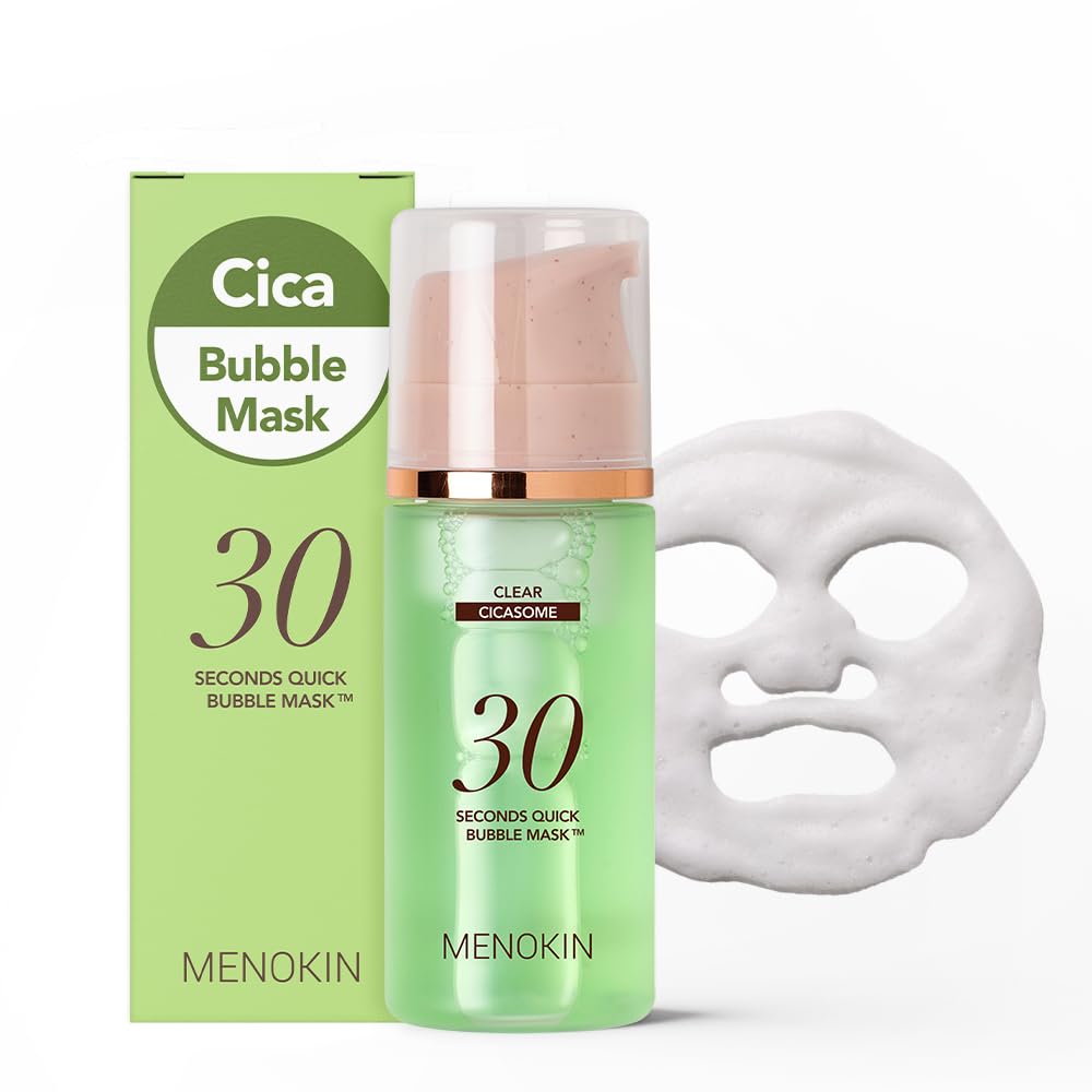 MENOKIN 30 Seconds Quick Bubble Mask [CLEAR] - [Cica] in Micro-bubbles For Soothing & Skin Strengthening, Hydration, Clearer Complexion, Korean Skin Care Essential, 70 Uses, 3.21 fl.oz