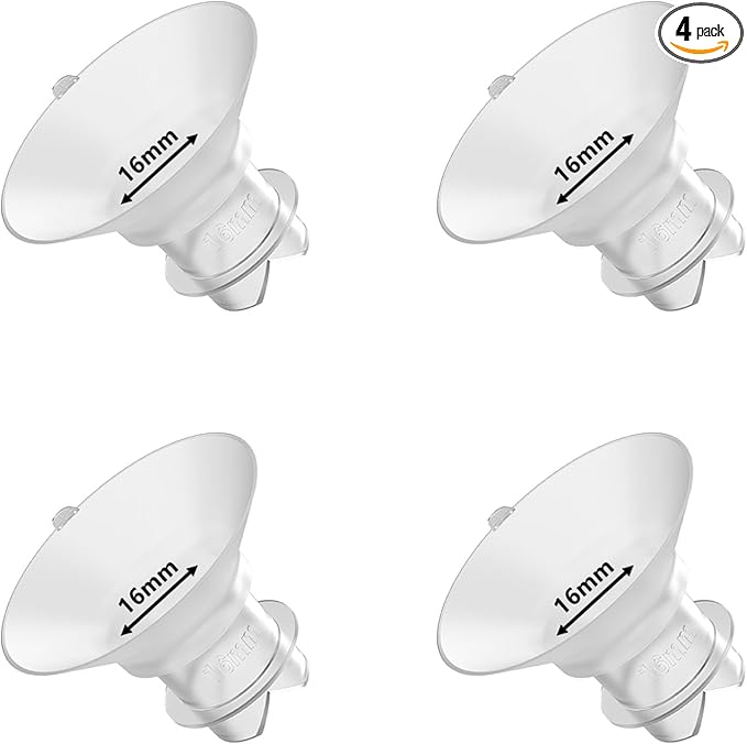 Upgraded Flange Inserts 16mm for 24mm Flange/Shield of Most Pumps Compatible with Momcozy/Medela/Spectra/eufy/Elvie/Lansinoh/TSRETE/Paru Breast Pump, Reduce 24mm Nipple Tunnel Down to 16mm, 4PCS