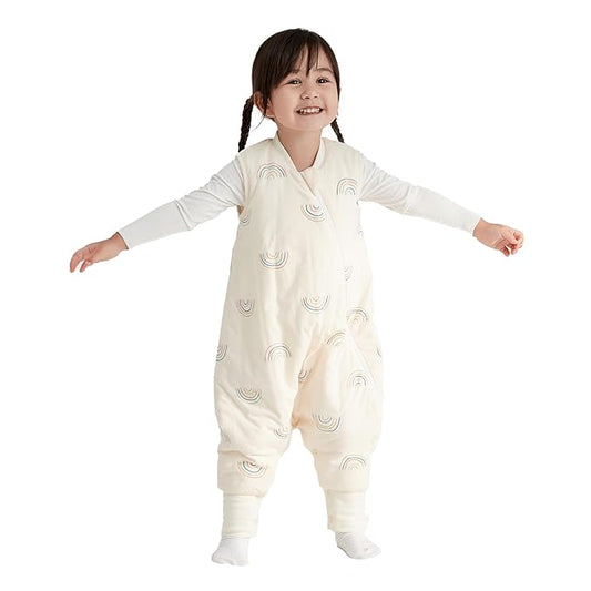 Duomiaomiao 2.5 TOG Toddler Sleep Sack 12-24 Months 100% Cotton Winter Side Open Zipper Baby Sleep Sack with Feet, Warm Toddler Wearable Blanket