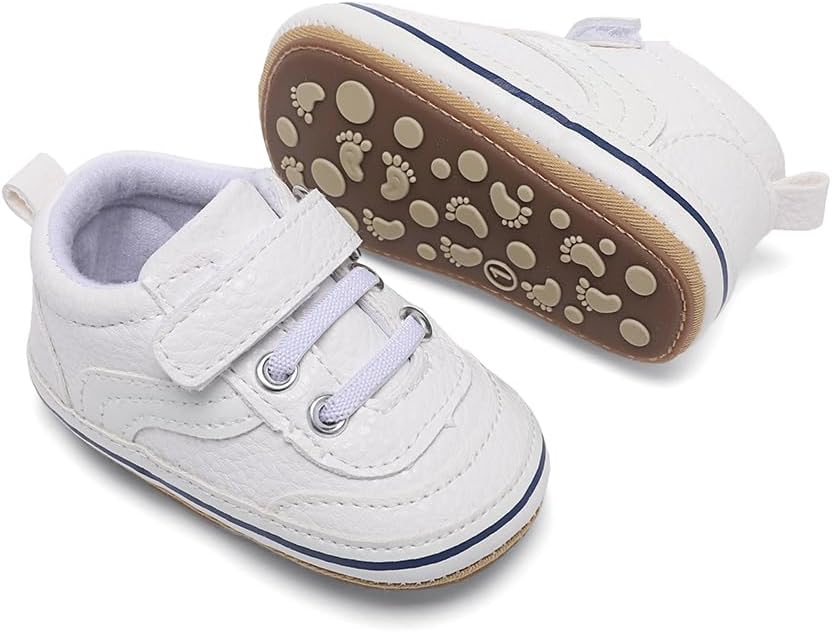 Clowora Baby Boys Girls Shoes Non-Slip Rubber Sole Sneakers Infant First Walking Toddler Crib Shoes Newborn Loafers Flats.