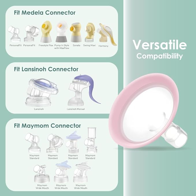 26mm Maymom MyFit Shields, Pano Series; Compatible with Medela Breast Pump- PersonalFit, Freestyle, Harmony, Maxi, Freestyle Flex Connector; Connect to Maymom Widemouth/Narrow Connector, 2pcs