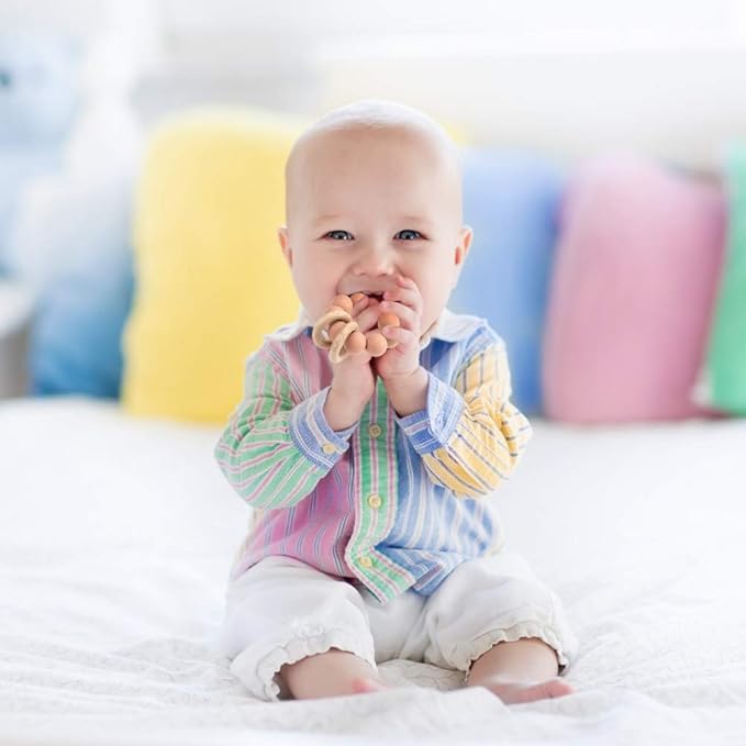 Silicone Baby Teether, Food Grade Silicone & Beech Baby Teething Toy, BPA Free (Sage)