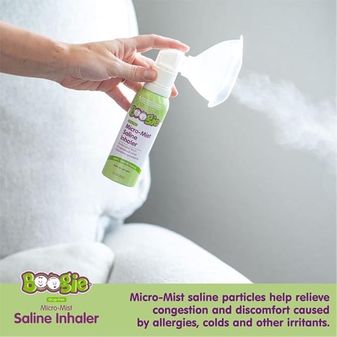 Boogie Micro-Mist Saline Inhaler, Baby Nose Congestion Relief, Nasal Spray for Kids, Pediatrician Recommended, 1.7oz Unscented - Pack of 1