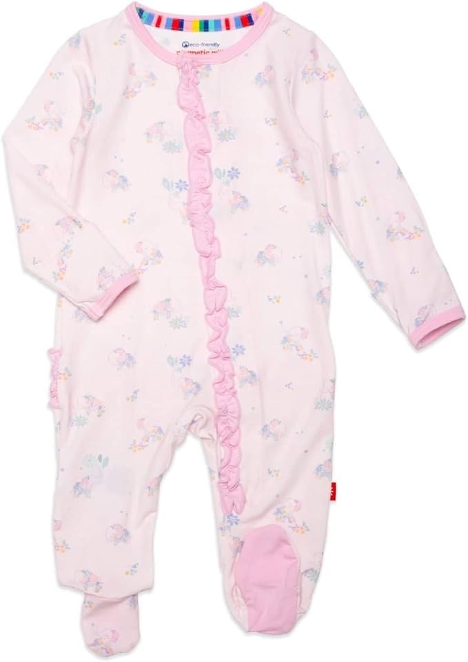 Magnetic Me Girls Modal Magnetic Baby Footie Pajamas | Silky Soft Modal Fabric | Baby Sleepers Available Sizes PRE - 24M