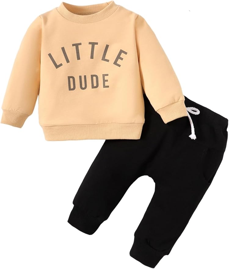 Toddler Baby Boy Fall Winter Clothes Crewneck Long Sleeve Sweatshirt Pullover Tops + Casual Pants Outfit Set