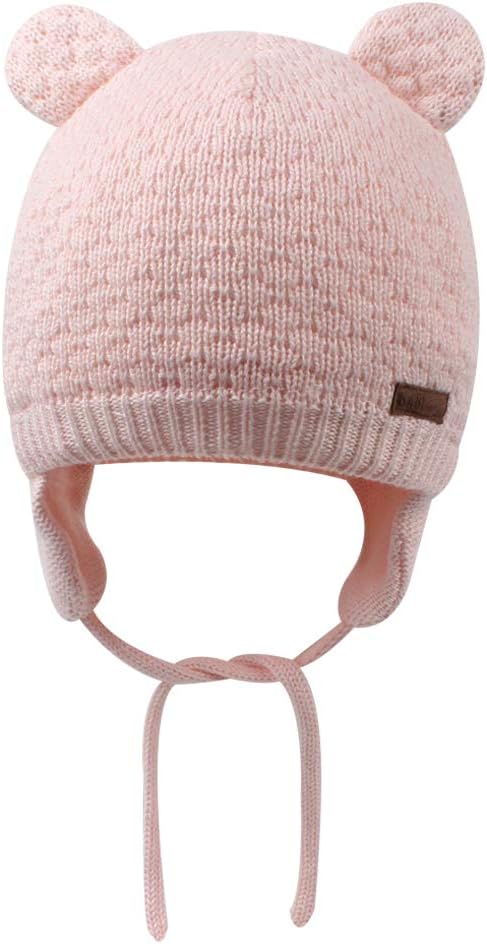 BAVST Baby Beanie Hat for Winter with Earfalp Cute Bear Kids Toddler Girls Boys Warm Knit Cap 0-2Years