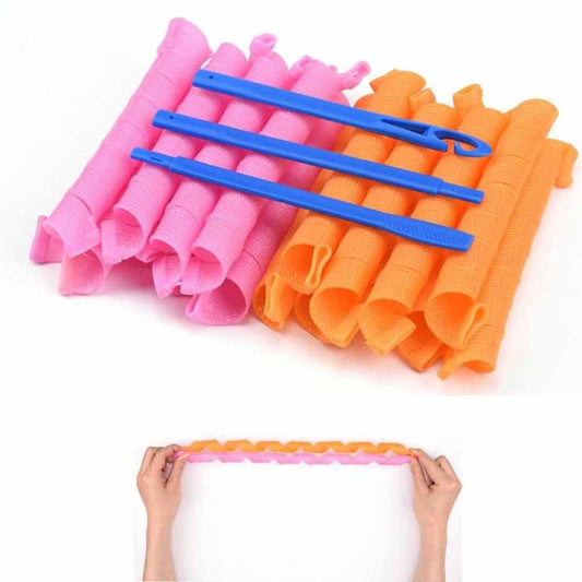 Heatless Hair Curling Set Magic No Heat Spiral Hair Curls Portable DIY Rollers Styling Kit Durable Beauty Makeup(20pcs*17.7in)