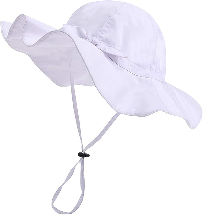 Baby Girl Sun Hat with UPF 50+ Outdoor Adjustable Beach Hat with Wide Brim Bucket Hats