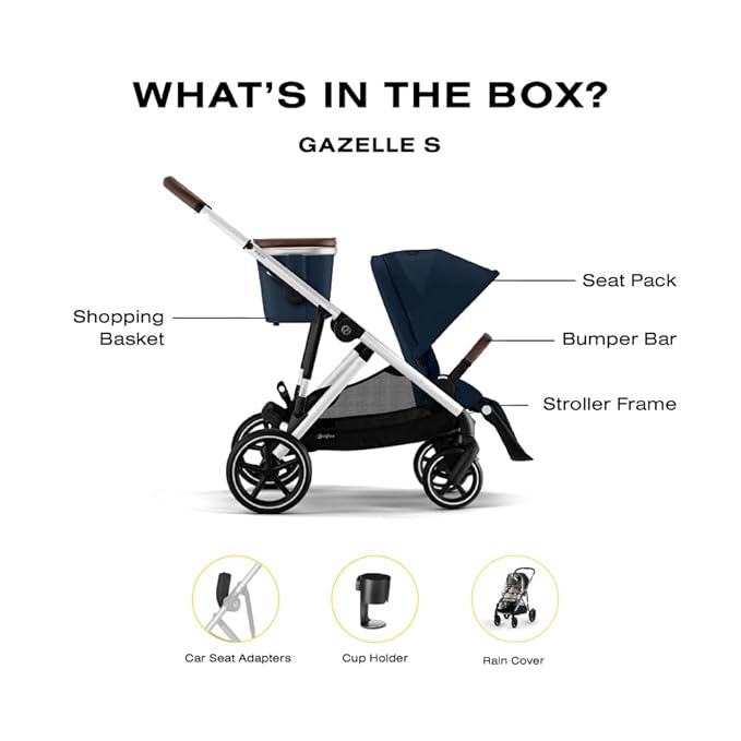 Cybex Gazelle S Stroller Modular Double Stroller for Infant and Toddler Includes Detachable Shopping Basket Over 20+ Configurations Folds Flat for Easy Storage Ocean Blue 28.4 pounds 1.0 Count
