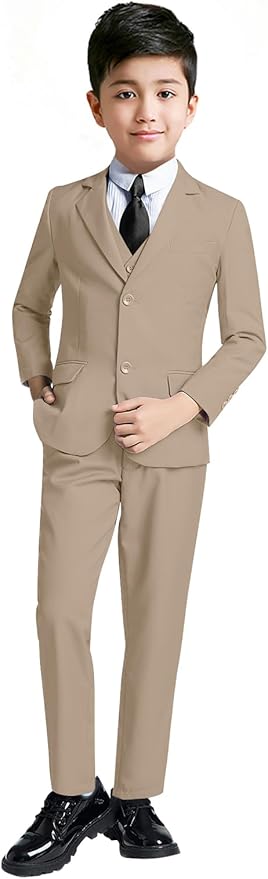 YuanLu Boys Suit for Kids Tuxedo Wedding Ring Bearer Outfit, 5 Piece Boy Slim Fit Formal Suits with Adjustable Waist