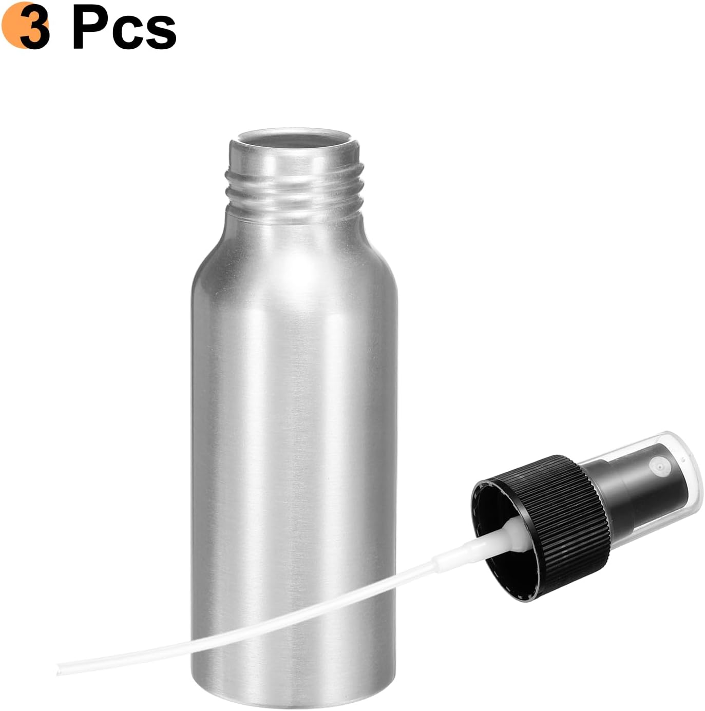 HARFINGTON 3pcs Aluminum Fine Mist Spray Bottles 60ml/2.03oz Metal Small Liquid Alcohol Refillable Travel Container with Black Plastic Nozzle Cap for Perfume Skincare Cosmetic Storage Bottle
