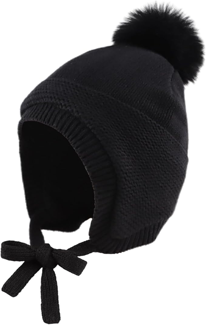 JANGANNSA Basic Winter Baby Boys Beanie Pompom Knitted Girls Hat Kids Earflap Beanies Warm Infant Toddler Hats