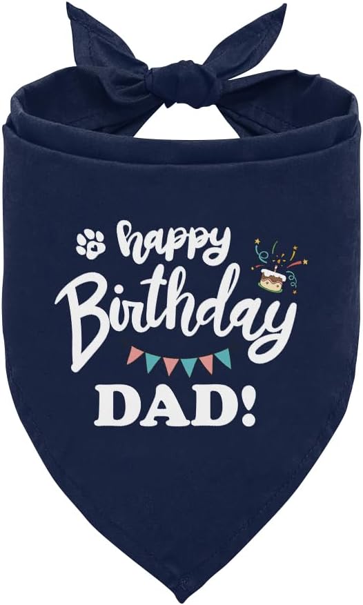Happy Birthday Dad Dog Bandana, Dad's Gift Dog Bandana, Pet Scarf Accessories by Unknown