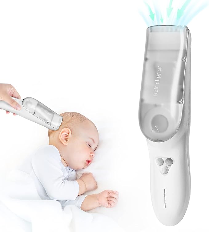FERRISA Cordless Baby Hair Clippers, Vacuum Hair Clipper for Baby Fine Hair, Baby Hair Clipper Quiet Hair Clipper for Baby, Hair Clipper Auto Suck Snipped Hair, IPX7 Waterproof Rechargeable