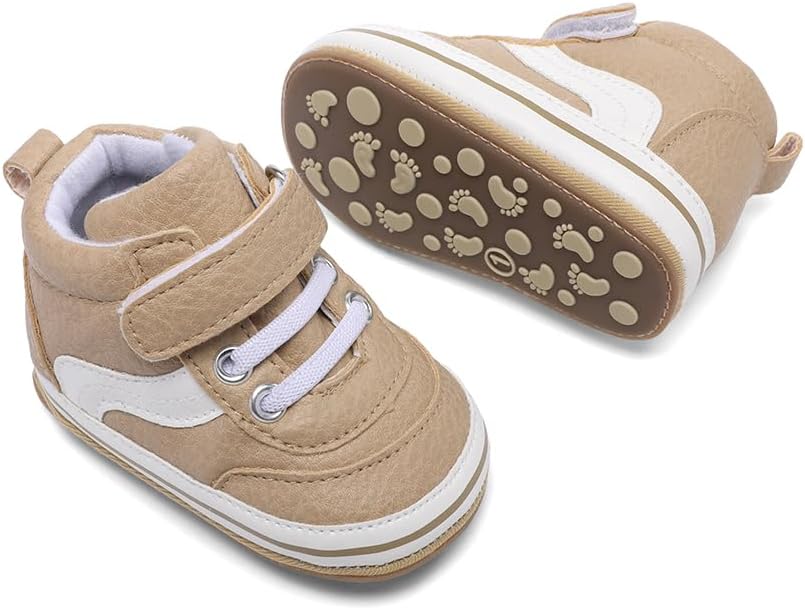 Clowora Baby Boys Girls Shoes Non-Slip Rubber Sole Sneakers Infant First Walking Toddler Crib Shoes Newborn Loafers Flats.