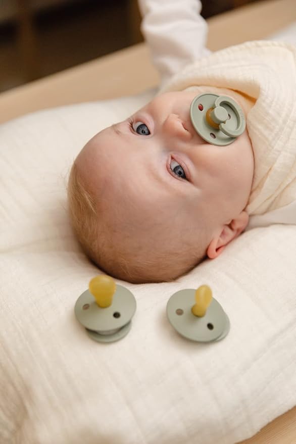 BIBS Pacifiers Colour Collection | Natural Rubber Baby Pacifier | Set of 2 BPA-Free Soothers | Made in Denmark | 6+ Months (Pack of 2) | Violet Sky/Mauve