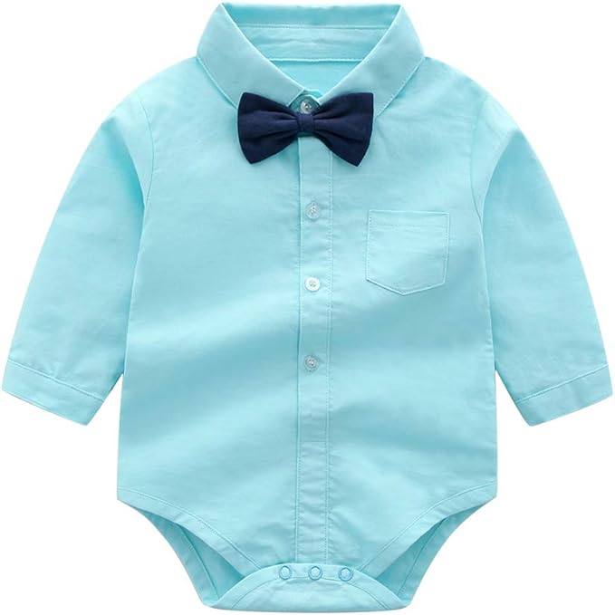 Boarnseorl Baby Boys Pants Sets,Toddler Gentleman Outfits, Infant Long Sleeve Shirt + Pants + Bow Tie + Suspenders