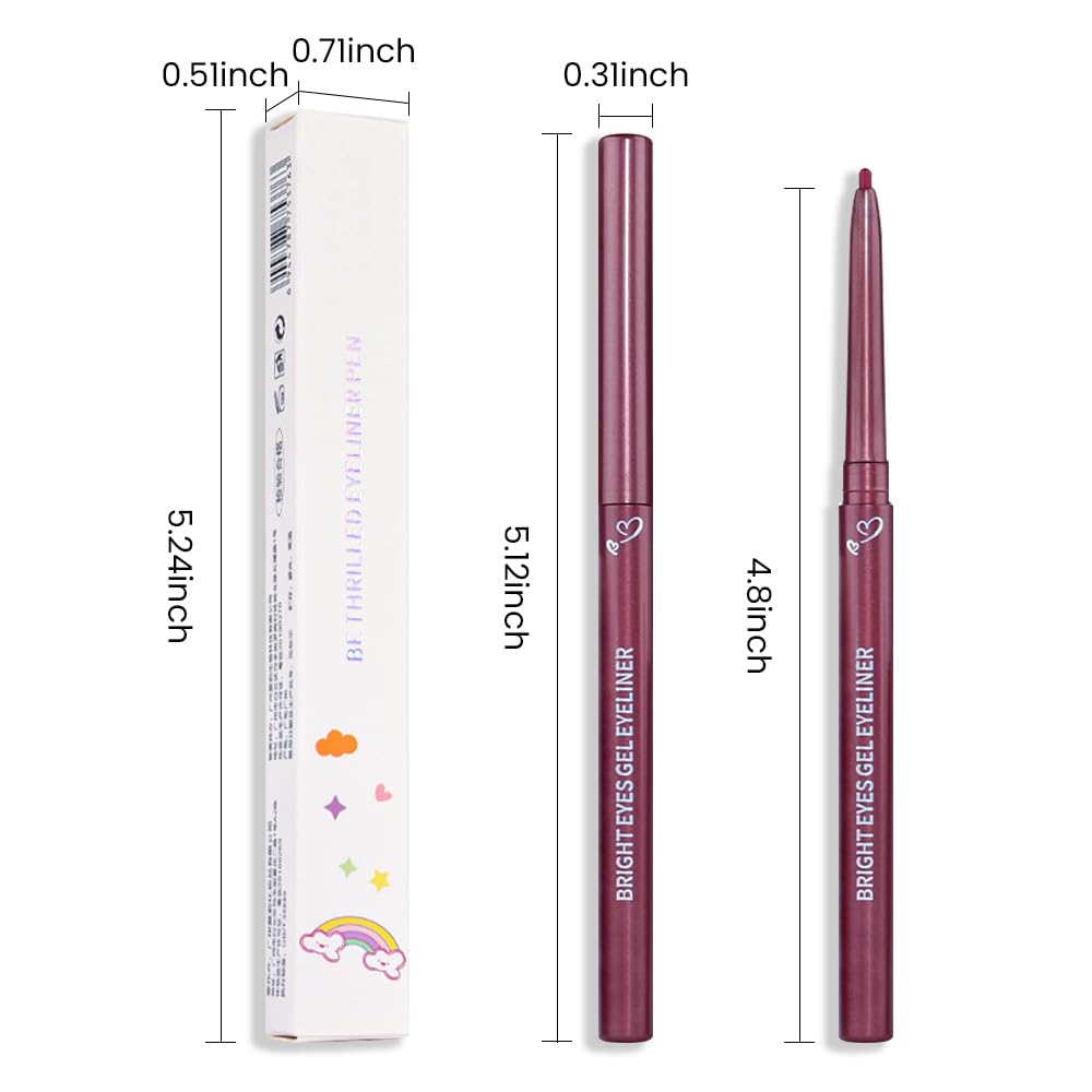 Kaely 1.5mm Skinny Gel Eyeliner Pencil,Berry Pink Cat Eye Liner Makeup Pen,Cream Smooth Eyeliner Crayon,delineador de ojos contra el agua,Waterproof Long Lasting 16 Hour Wear,Vegan & Cruelty Free,04