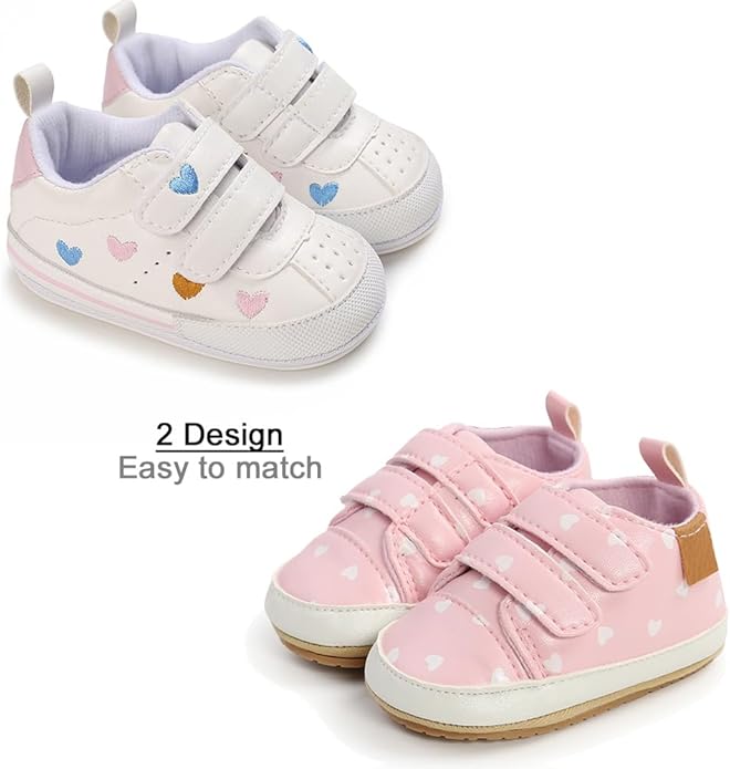 Clowora Baby Boys Girls Shoes Non-Slip Rubber Sole Sneakers Infant First Walking Toddler Crib Shoes Newborn Loafers Flats.