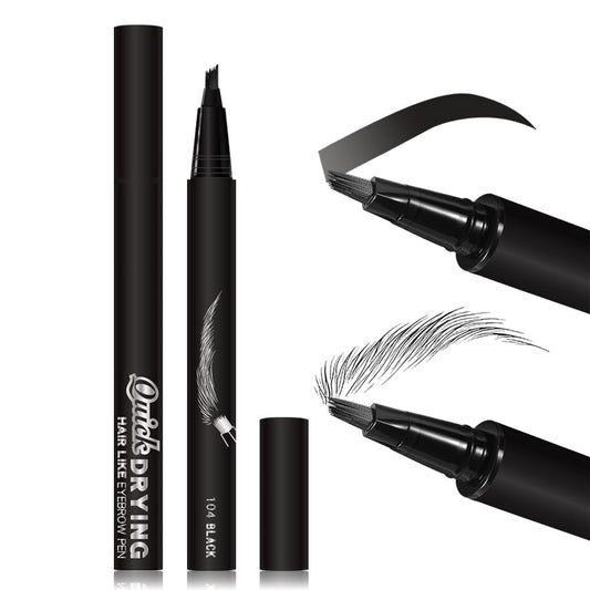 Kaely Microblading Eyebrow Pen with Multiple Fork Tips, Square Brush Magic Eyebrow Contouring Pen Waterproof, 3d Eye Brow Pencils for Women, Create Natural Hair-Like Brows, 104 Black