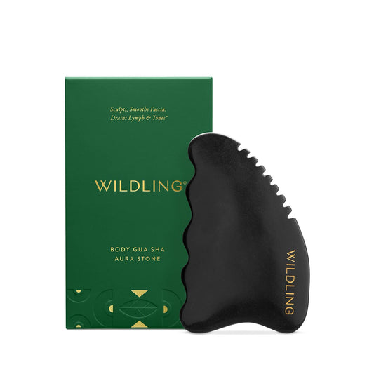 Wildling Aura Stone Gua Sha Body Stone I Body Massage Stone to Tighten, Tone, Sculpt + Smooth I Patented Design Crafted with 100% Authentic Bian Stone