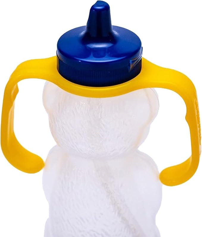 TalkTools Honey Bear Bottle Straw Cup with Handle – Dishwasher Safe, Premium Food-Grade Sippy Cup Trainer for Babies & Toddlers 4+ Months – Easy-Grip Design Helps Kids Learn to Drink from a Straw.