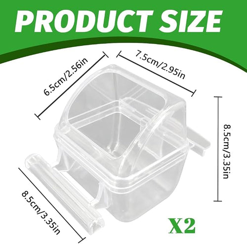 2 Pack Bird Feeders for Cage, No Mess Clear Hanging Parrot Food Bowl, Plastic - Image 2
