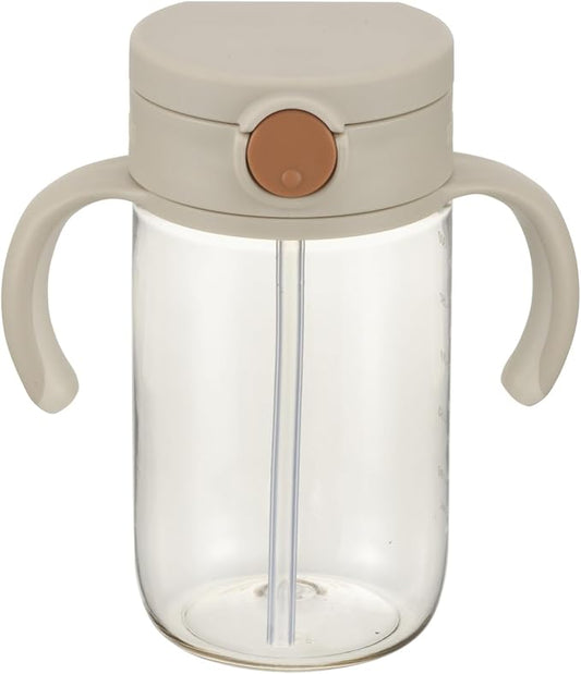 Richell On-the-Go Sippy Cup with Silicone Straw and Removable Handles, 10 oz, Easy Grip for Infant-Toddlers Oat